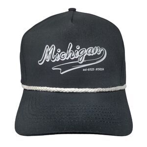 Michigan Snapback Rope Hat Black OSFM Adjustable 5 Panel Hit